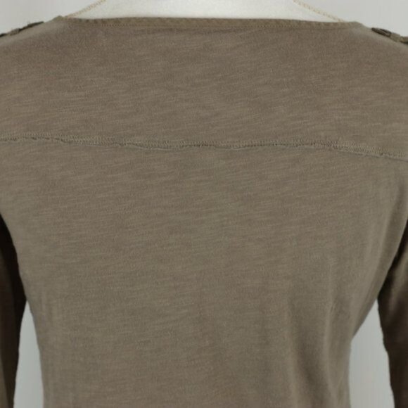 Eddie Bauer Women's Extra Small Brown Ruffled V-Neck Long Sleeve Knit Blouse - Picture 4 of 9